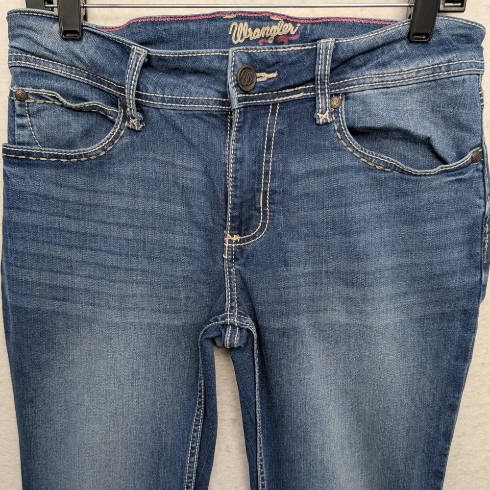 Wrangler‎ Bootcut Jeans Womens 7/8 x 32 Blue Medium Wash Stretch Denim 1009MWZJD